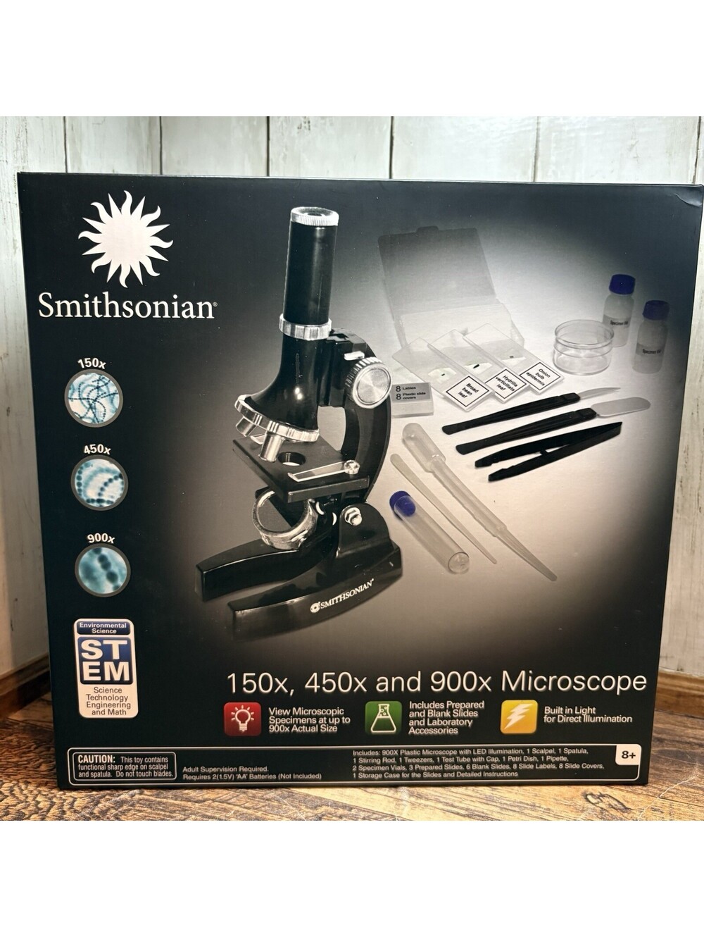 New Smithsonian 150X, 450X, 900X Microscope Kit Toy for Kids STEM Science Kit